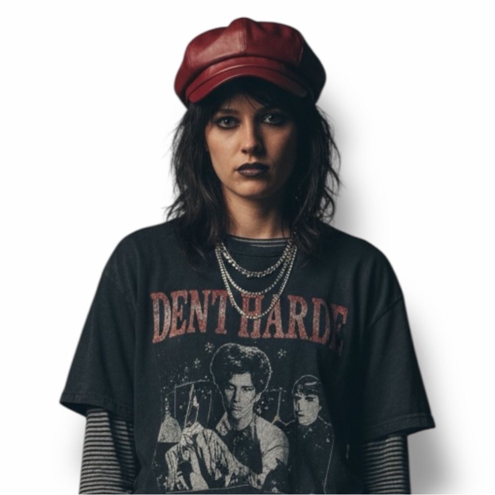 Dark Red Faux Leather Newsboy Cap NWT